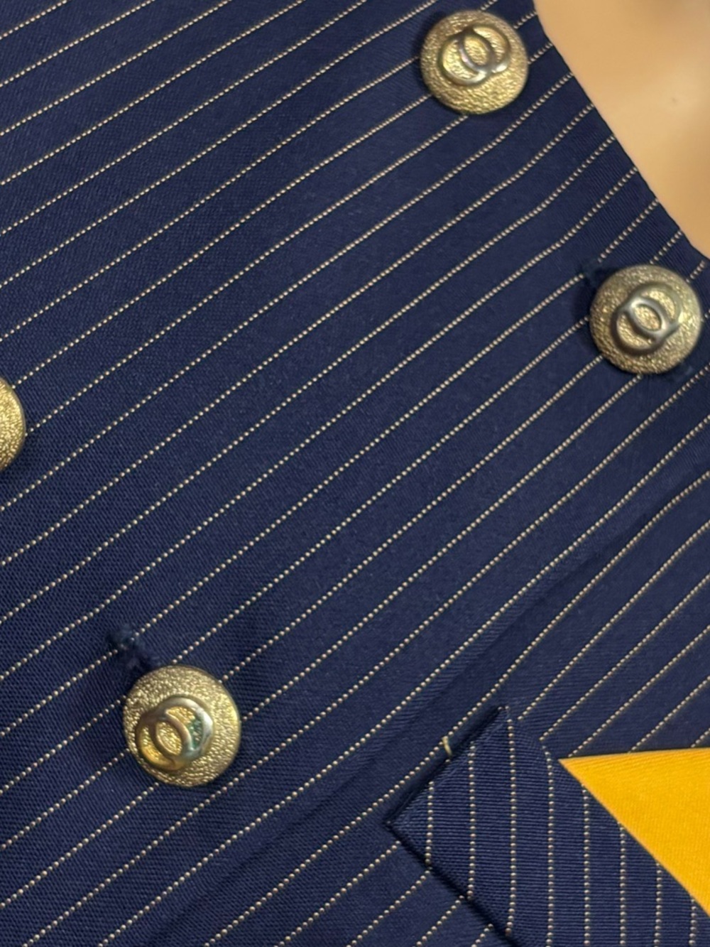 Good Times Vintage 80’s Navy Pinstripe Double-Breasted Skirt Suit - Picture 10 of 10